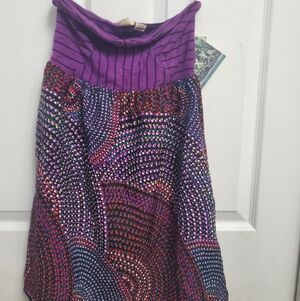 Roxy Purple Striped Patterned Strapless Dress - NWT - Size M